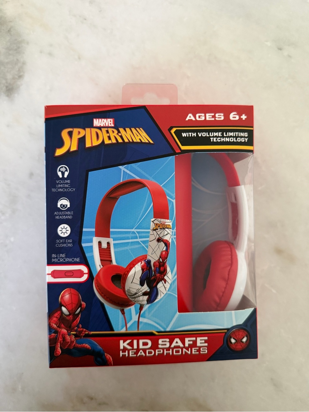 Marvel Spider-Man Kids Wired Headphones with Microphone Red Ages 6+